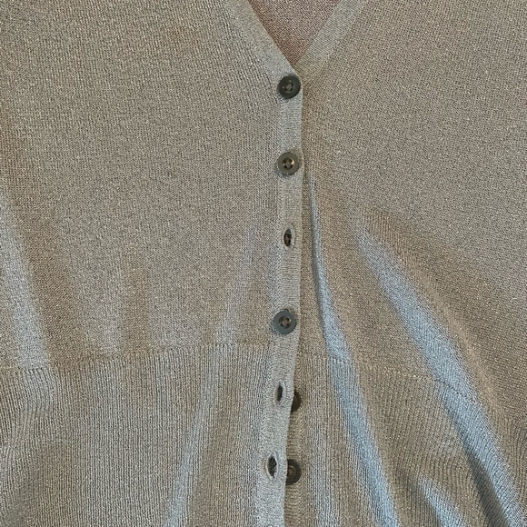 Shimmery silver light weight dressy button up top/layer. - Picture 3 of 6